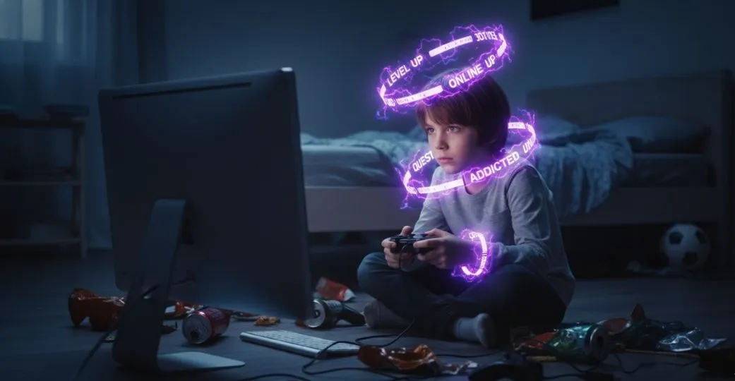 Odasında oyun bağımlılığı yaşayan erkek çocuğu