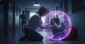 Okula gitmek istemeyen çocuğu annesi ikna ediyor